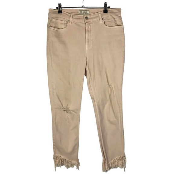 Free People We the Free Great Heights Pink Frayed Skinny Jeans 31 - Picture 2 of 6